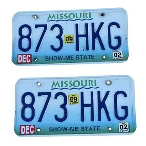 Missouri License Plate Show-Me State Dec 2002 2009 Sticker Blue Automobile Tags